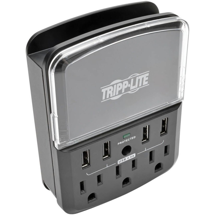 Tripp Lite by Eaton Protect It! Personal Charging Station with 3-Outlet Surge Protector, Direct Plug-In, 540 Joules, 4 USB Ports, 3 AC Outlets