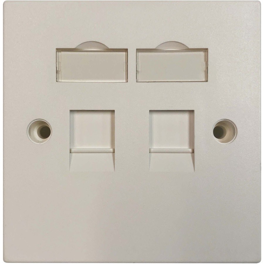 Eaton Tripp Lite Series 2-Port UK-Style Keystone Wall Plate, Unloaded Shuttered Module, White