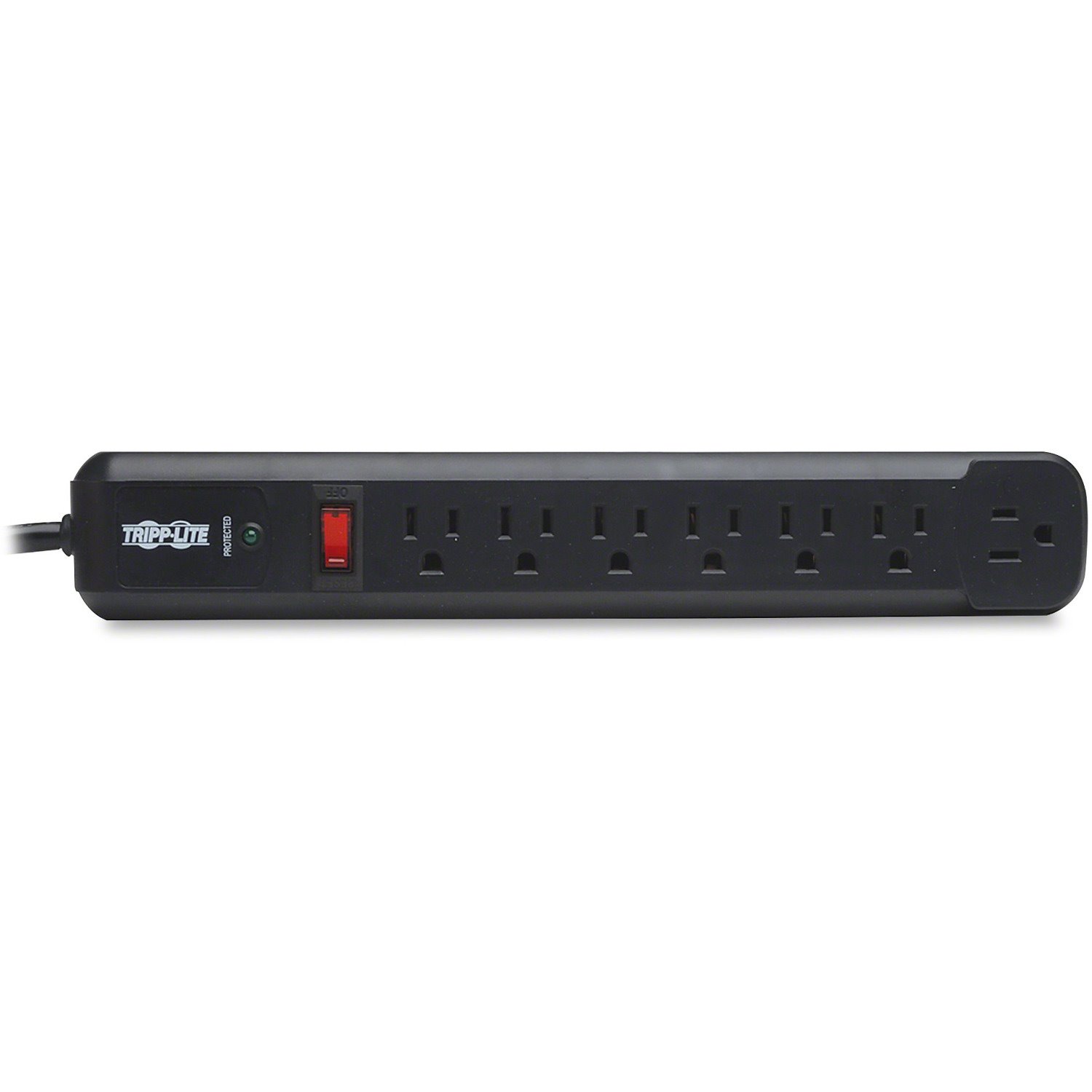 Eaton Tripp Lite Series Protect It! 7-Outlet Surge Protector, 6 Right-Angle Outlets, 4 ft. (1.22 m) Cord, 1080 Joules, Diagnostic LED, Black Housing