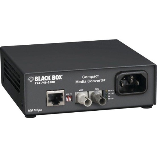 Black Box Compact Media Converter, 100BASE-TX/100BASE-SX Multimode, 300 m (850-nm), ST