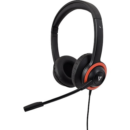 V7 HU540E Wired Over-the-head Stereo Headset - Black, Red