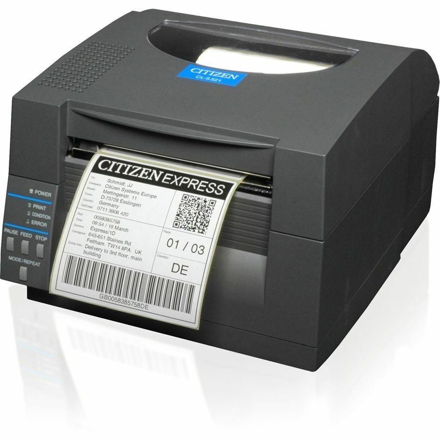 Citizen CL-S521 Desktop Direct Thermal Printer - Monochrome - Label Print - USB - Serial - Grey