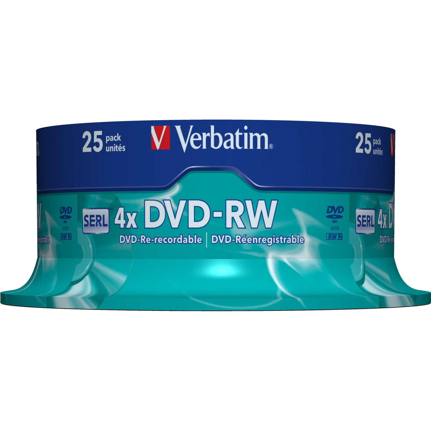 Verbatim 43639 DVD Rewritable Media - DVD-RW - 4x - 4.70 GB - 25 Pack Spindle