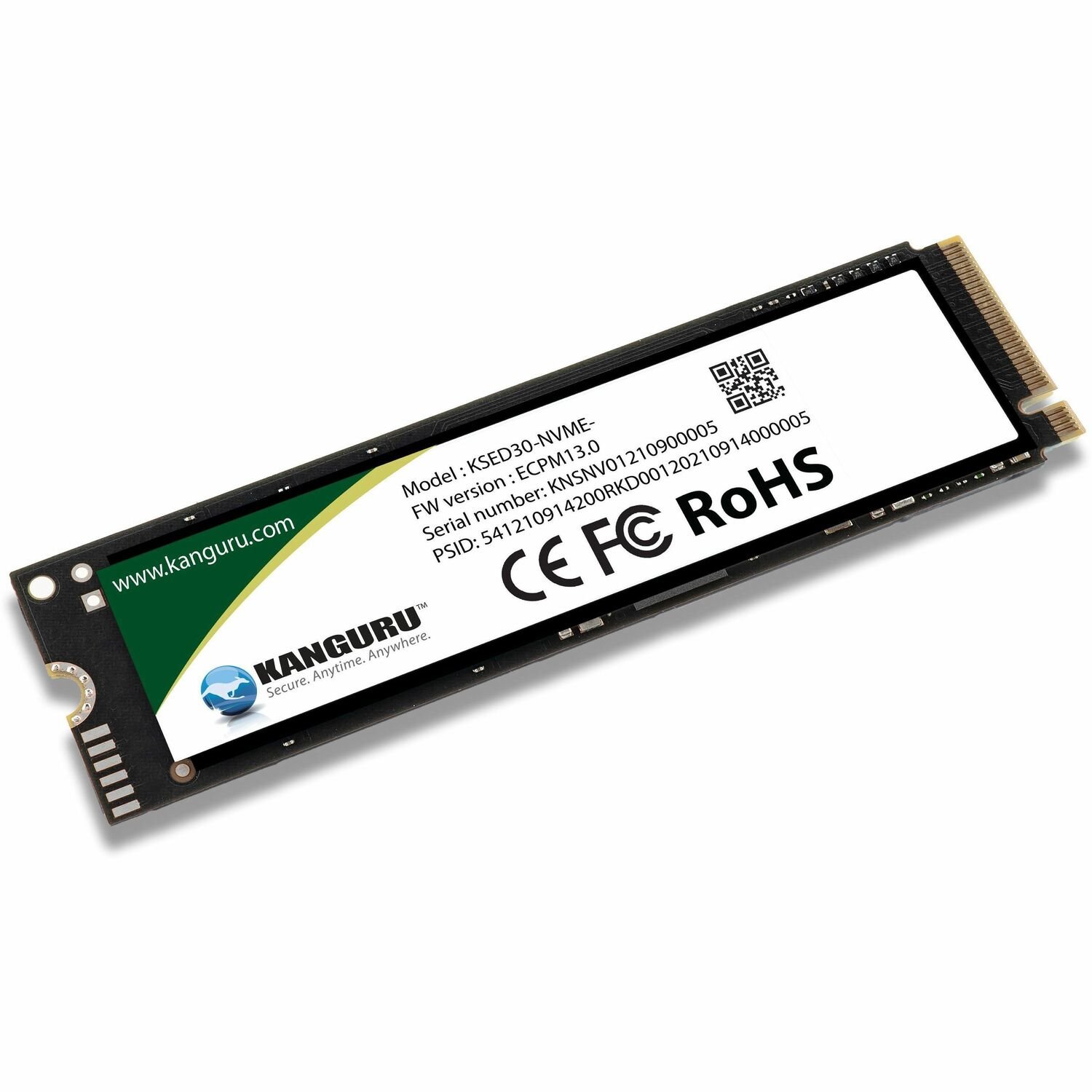 Kanguru Defender SED30 Hardware-Based Self-Encrypting Internal SSD-KSED30-NVME-Series 8 TB Solid State Drive - M.2 2280 Internal - PCI Express NVMe (PCI Express NVMe 4.0 x4) - Green, Gold - TAA Compliant