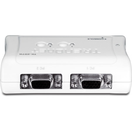TRENDnet 2-Port USB KVM Switch And Cable Kit, 2048 x 1536 Resolution, Device Monitoring, Auto-Scan, Audible Feedback, USB 1.1, Compliant With Windows And Linux, Hot-Pluggable, White, TK-207K