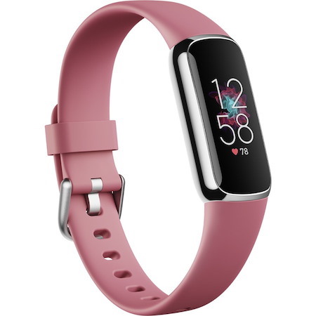 Fitbit Luxe Smart Band - Rectangular Case Shape - Orchid, Platinum Stainless Steel Body Color - Stainless Steel Case Material - Silicone Band Material