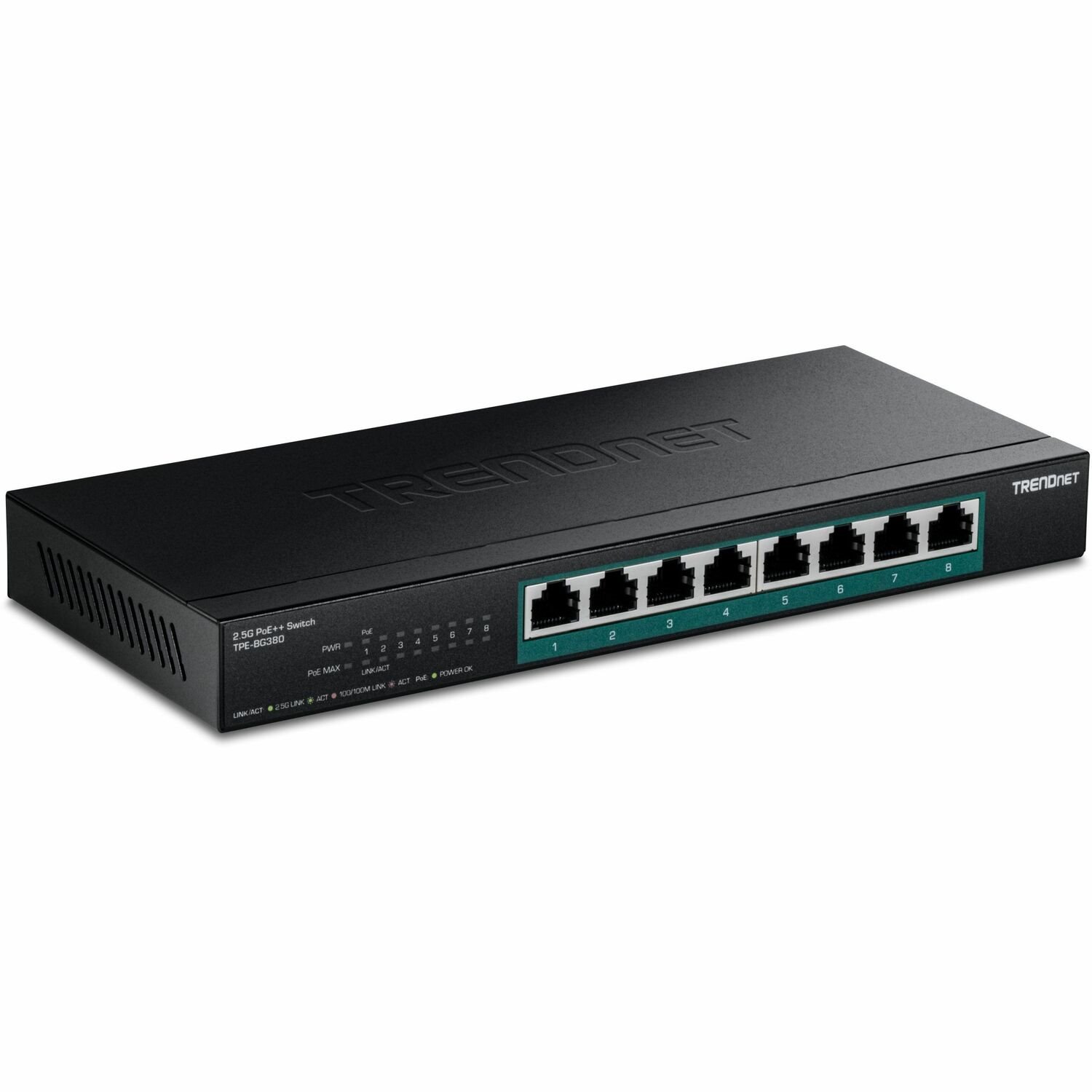 TRENDnet 8-Port 2.5G PoE++ Switch, TPE-BG380, 8 x 2.5GB PoE++ Ports, 230W Poe Power Budget, 40Gbps Switching Capacity, NDAA + TAA Compliant, Lifetime TRENDnet Protection