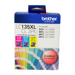 Brother LC135XLCL3PK Original High Yield Inkjet Ink Cartridge - Value Pack - Cyan, Magenta, Yellow - 3 / Pack