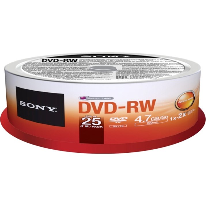 Sony DVD Rewritable Media - DVD-RW - 4x - 4.70 GB - 25 Pack Spindle
