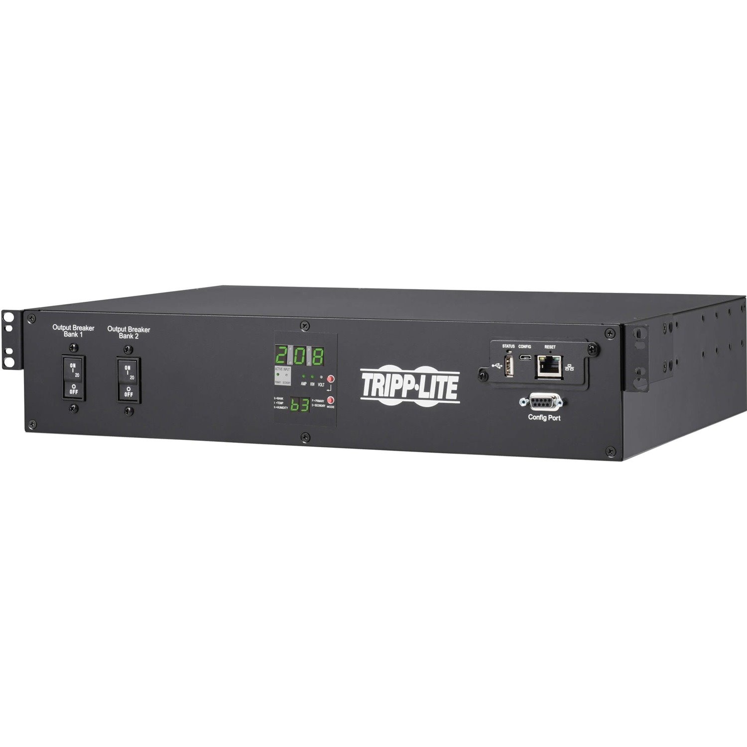 Eaton Tripp Lite Series 5.8kW 208/240V Single-Phase ATS/Monitored PDU - 16 C13, 2 C19 & 1 L6-30R Outlets, Dual L6-30P Inputs, 10 ft. Cords, 2U, TAA