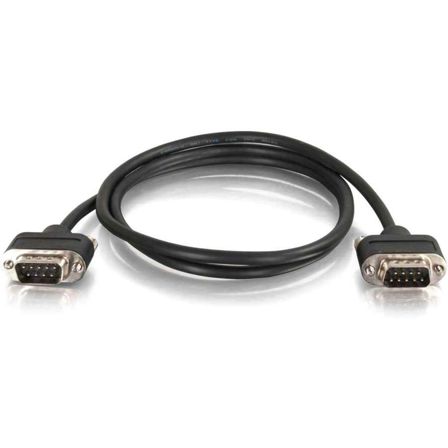 C2G 35ft Serial RS232 DB9 Cable with Low Profile Connectors M/M - In-Wall CMG-Rated