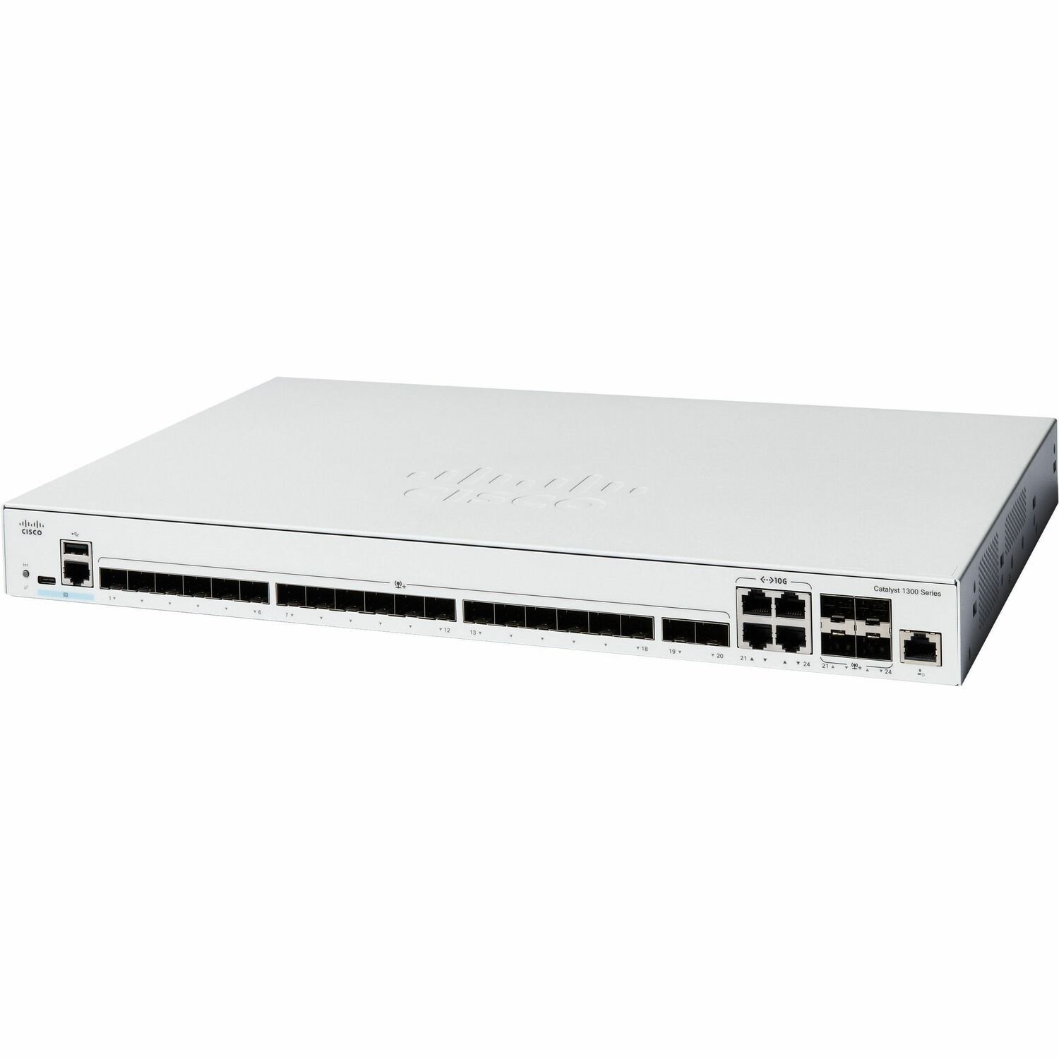 Cisco Catalyst 1300 C1300-24XS Manageable Layer 3 Switch - Gigabit Ethernet, 10 Gigabit Ethernet - 10GBase-X, 1000Base-T - White