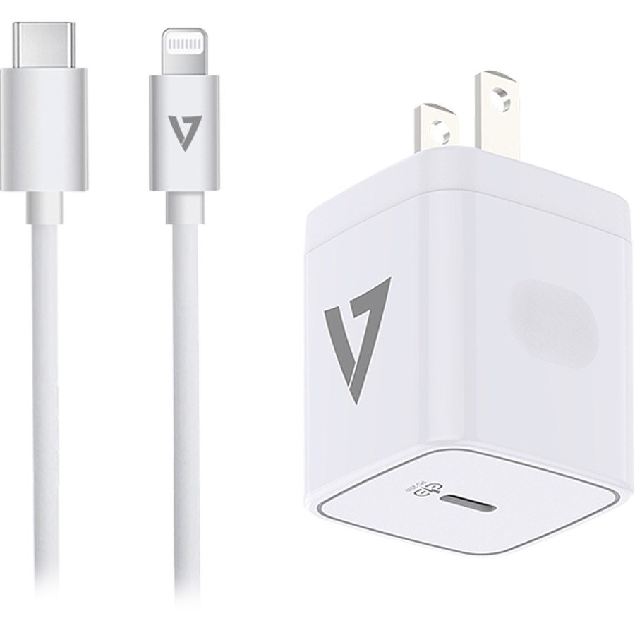 V7 20W USB-C Power Delivery Wall Charger Bundle