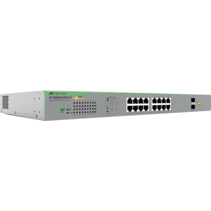 Allied Telesis GS950 V2 GS950/18PS V2 16 Ports Manageable Ethernet Switch - Gigabit Ethernet - 10/100/1000Base-T, 100/1000Base-X
