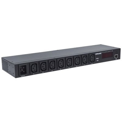 19" Intelligent 8-Port PDU, 19" Rackmountable C13 Intelligent Power Distribution Unit; Monitors Power, Temperature and Humidity (WITH TBC 2 PIN EURO POWER CORD)