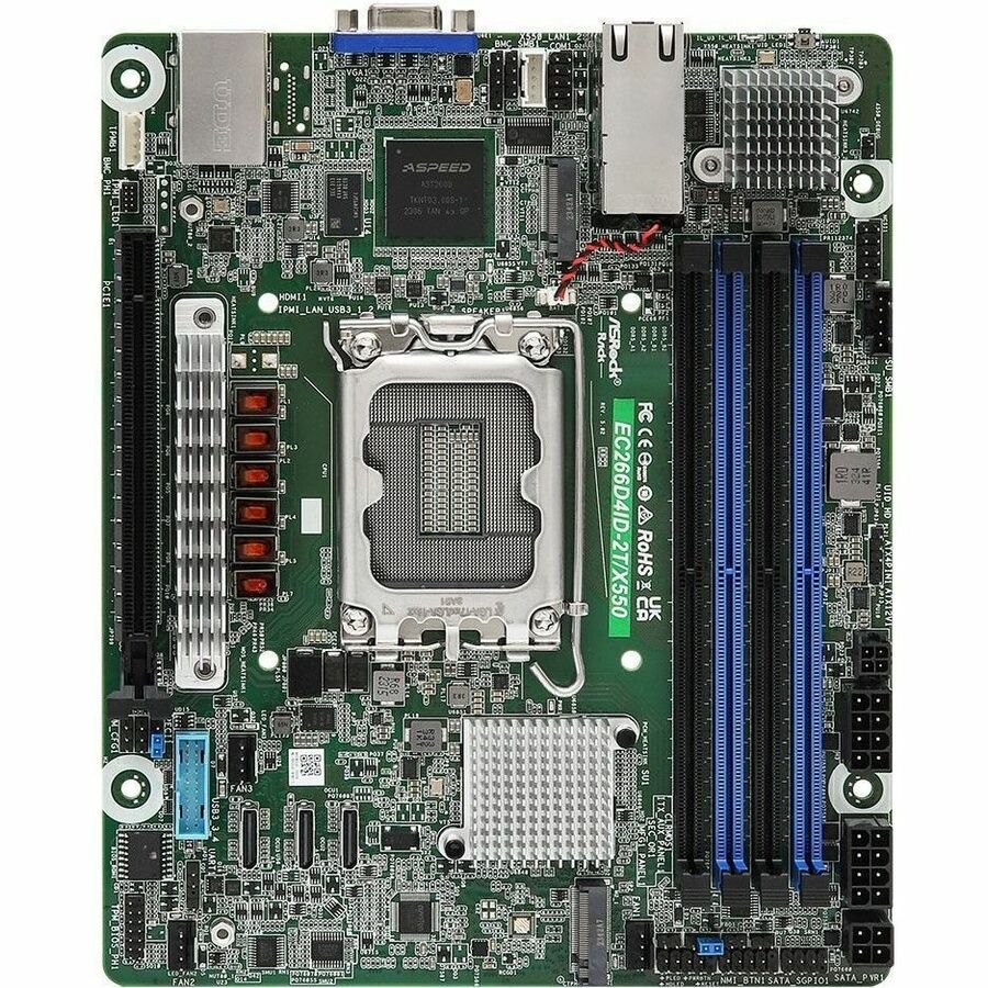 ASRock EC266D4ID-2T/X550 Server Motherboard - Intel C266 Chipset - Socket LGA-1700 - Deep Mini ITX
