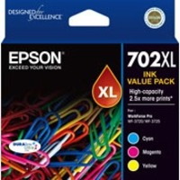Epson DURABrite Ultra 702XL Original High Yield Inkjet Ink Cartridge - Value Pack - Cyan, Magenta, Yellow - 3 / Pack