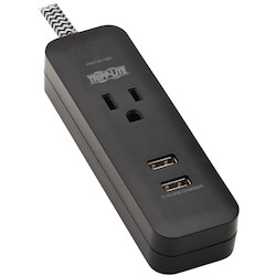 Tripp Lite by Eaton 1-Outlet Surge Protector with 2 USB Ports (2.1A Shared) - 4 ft. Cord, 5-15P Plug, 450 Joules, Black