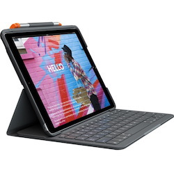 Logitech Slim Folio Keyboard/Cover Case (Folio) Apple, Logitech iPad (7th, 8th, 9th Generation) Tablet - Graphite