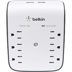Belkin 6 Outlet Surge Protector w/ 2 USB Ports - Safe Charge for Mobile Devices, Tablets, & More - 900 Joules