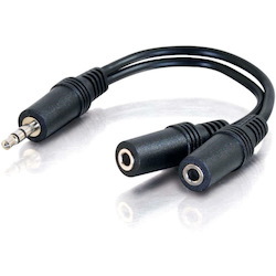 C2G 6in 3.5mm Y-Cable - 3.5mm (1) to 3.5mm (2) - M/F