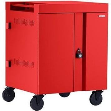 Bretford CUBE Cart AC for Up to 32 Devices w/Back Panel, Red Paint