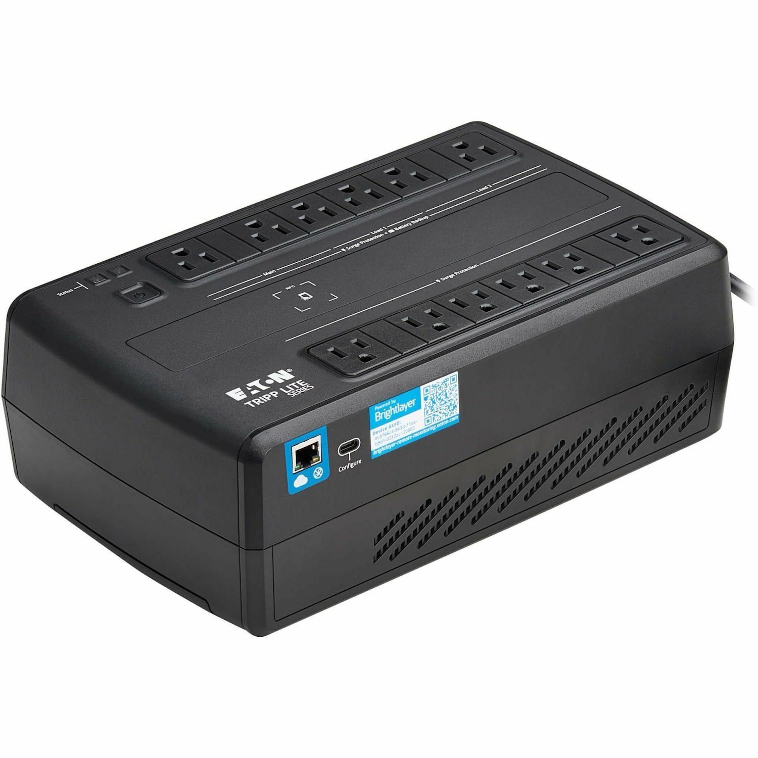 Eaton Tripp Lite Series 750VA 450W 120V Line-Interactive Cloud-Connected UPS with Remote Monitoring - 12 NEMA 5-15R Outlets (6 Surge + 6 Surge and Battery Backup), 5-15P Plug, Desktop