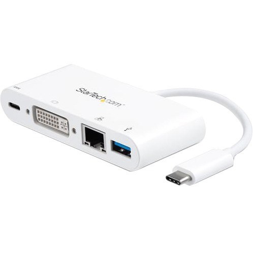 StarTech.com USB-C Multiport Adapter for Laptops - Power Delivery - DVI - GbE - USB 3.0
