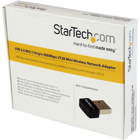 StarTech.com USB 2.0 300 Mbps Mini Wireless-N Network Adapter - 802.11n 2T2R WiFi Adapter