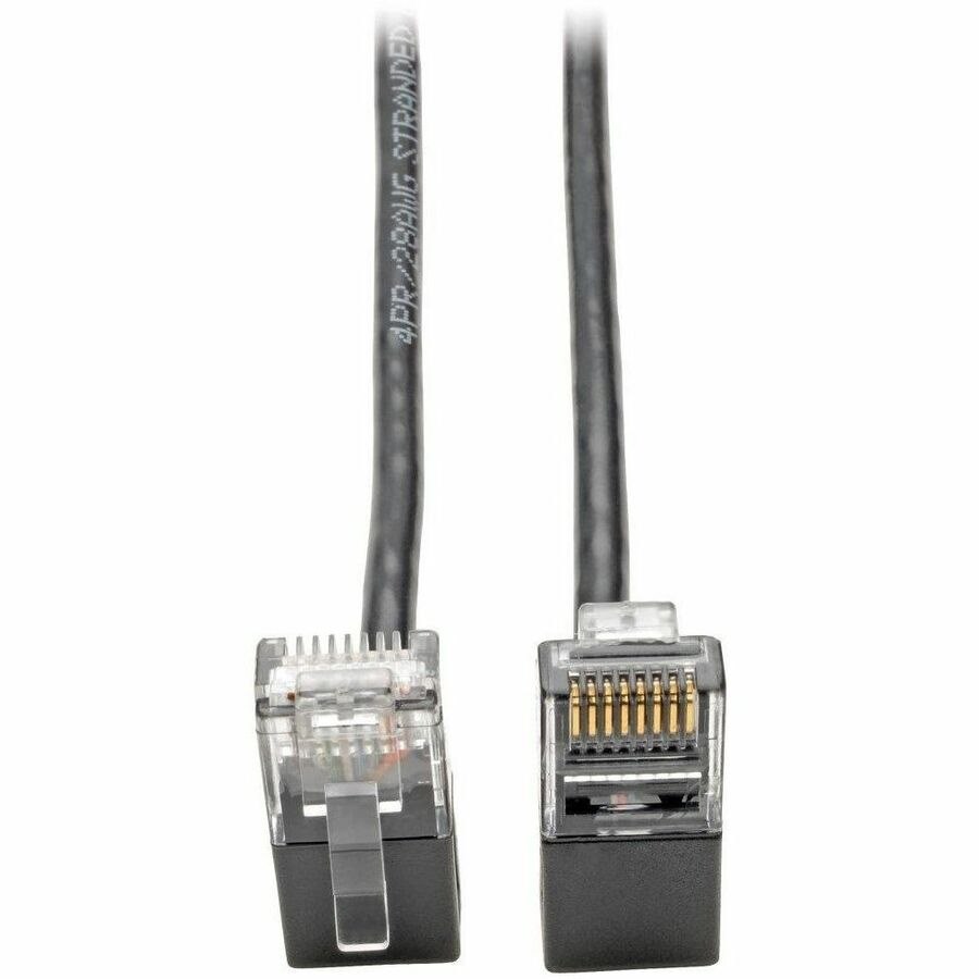 Eaton Tripp Lite Series Right-Angle Cat6 Gigabit Snagless Molded Slim UTP Ethernet Cable (RJ45 M/M), Black, 1 ft. (0.31 m)