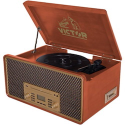 VICTOR Monument 8-in-1 Three Speed Turntable with Dual Bluetooth - Mahogany