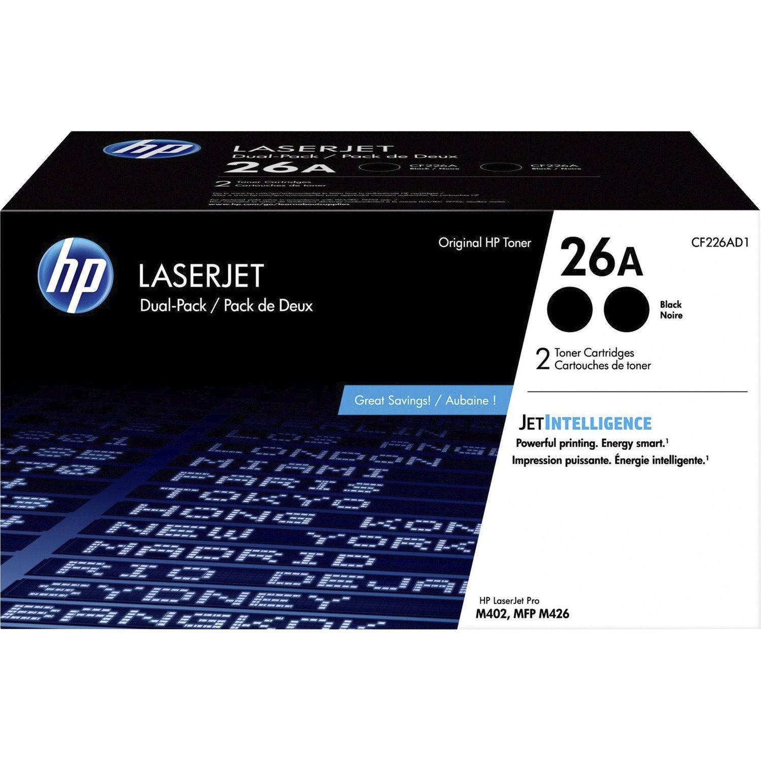 HP 26A (CF226AD1) Original Laser Toner Cartridge - Black - 2 / Carton