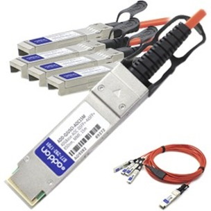 AddOn Juniper Networks QFX-QSFP-DACBO-15M-AOC to Cisco SFP-10G-AOC15M Compatible TAA Compliant 40GBase-AOC QSFP+ to 4xSFP+ Direct Attach Cable (850nm, MMF, 15m)