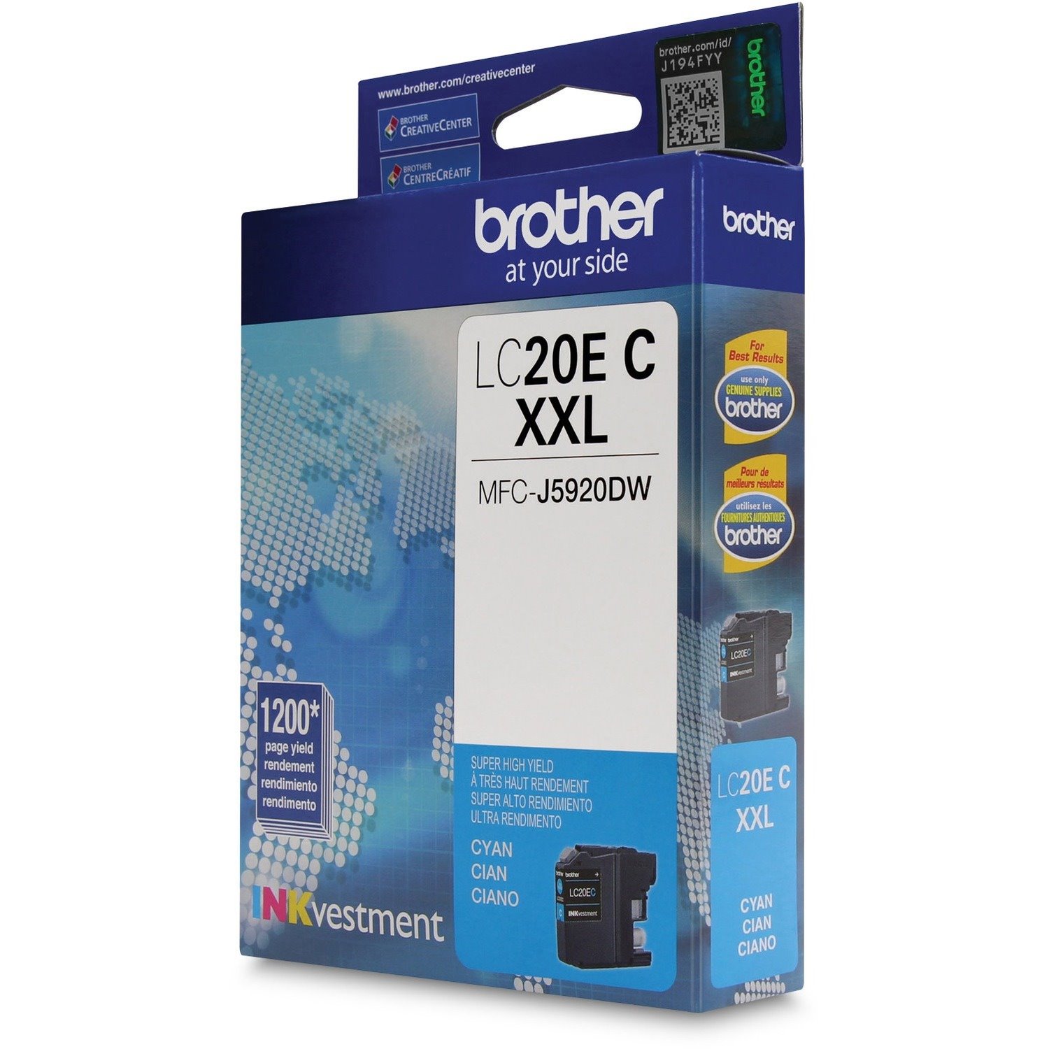 Brother INKvestment LC20ECS Original Super High (XXL Series) Yield Inkjet Ink Cartridge - Cyan Pack