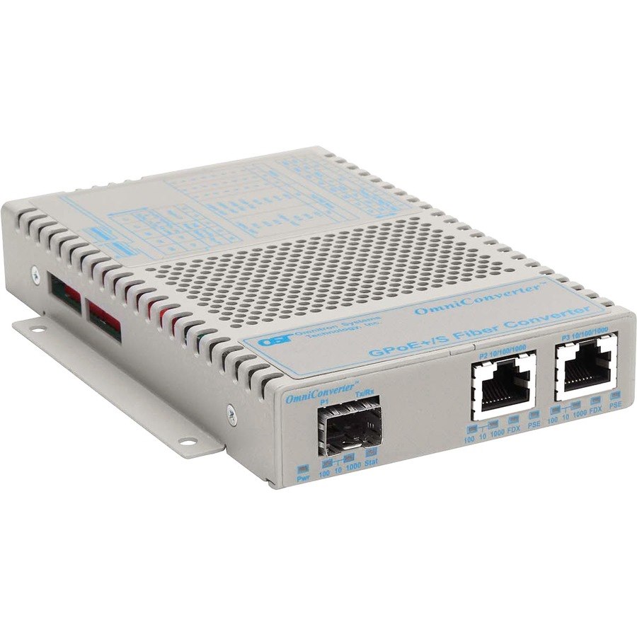 OmniConverter 10/100/1000 PoE+ Gigabit Ethernet Fiber Media Converter Switch RJ45 SFP Wide Temp