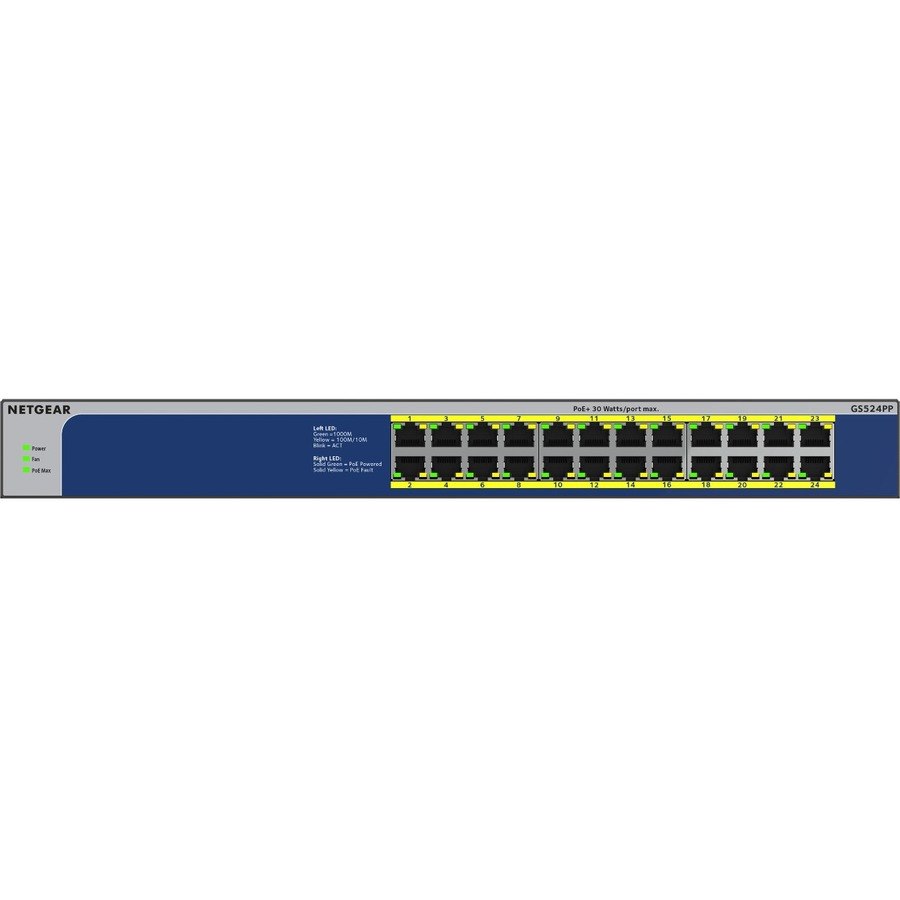 Netgear GS524PP 24 Ports Ethernet Switch - Gigabit Ethernet - 10/100/1000Base-T