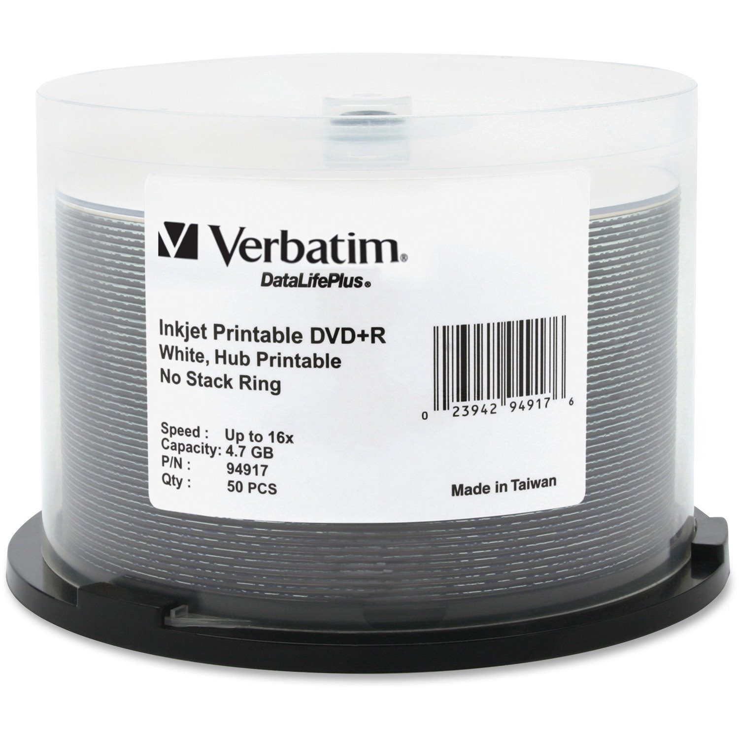 Verbatim DataLifePlus DVD Recordable Media - DVD+R - 16x - 4.70 GB - 50 Pack Spindle - Retail - White