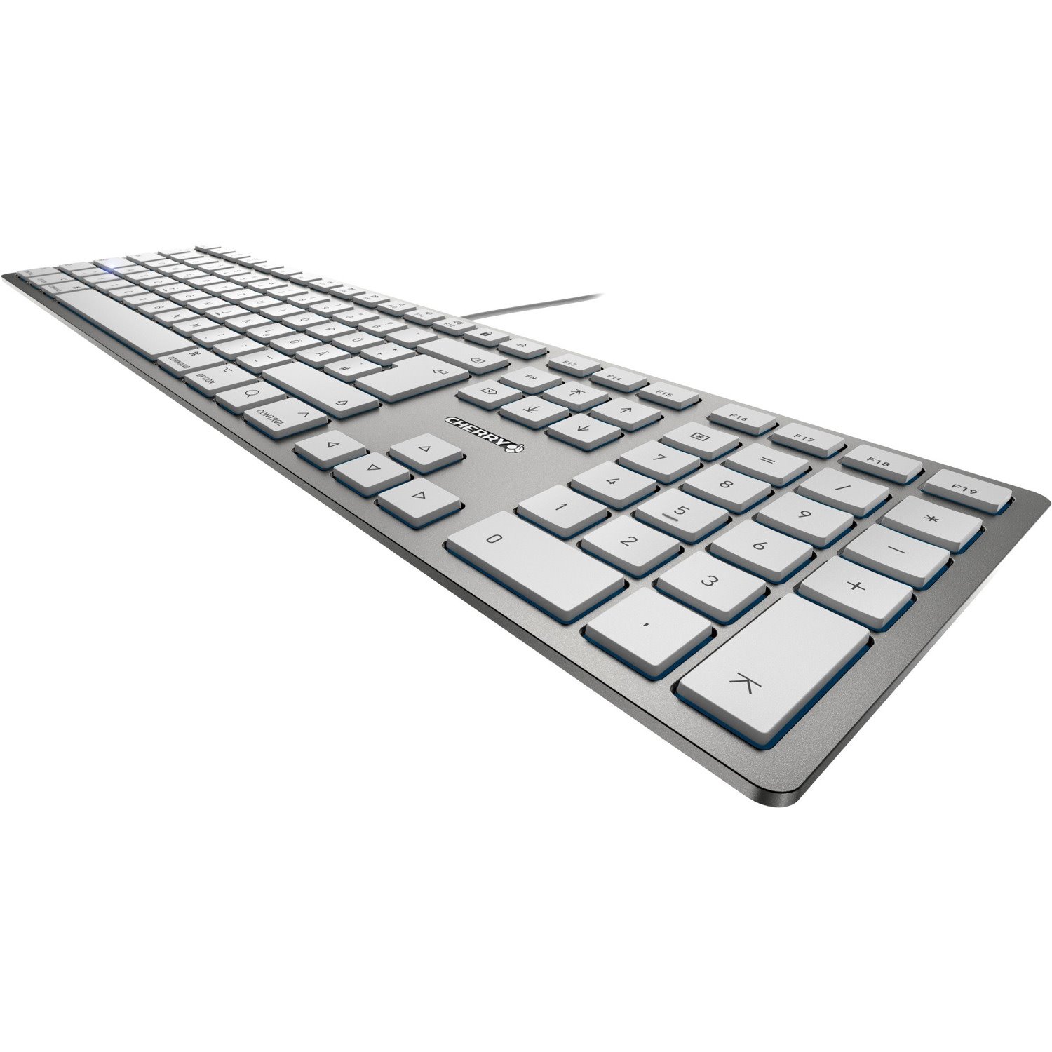 CHERRY KC 6000 SLIM Keyboard - Cable Connectivity - USB Interface - English (UK) - Silver, White