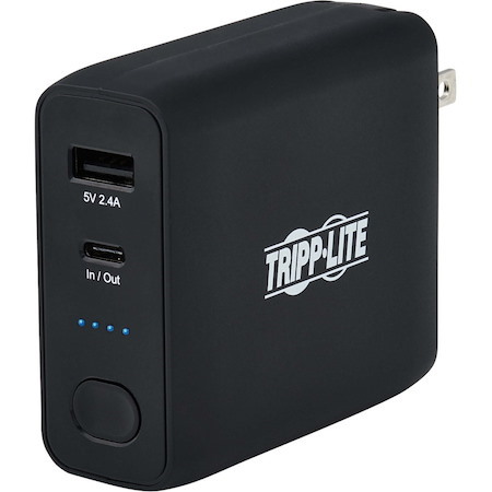 Tripp Lite by Eaton Portable 5000mAh 2-Port Mobile Power Bank and USB Battery Wall Charger Combo - Direct Plug, Black