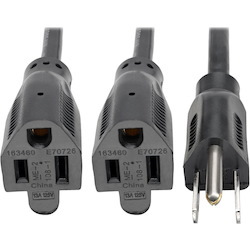 Eaton Tripp Lite Series Extension Cord Y Splitter, NEMA 5-15P to 2x NEMA 5-15R - 13A, 120V, 16 AWG, 18-in. (45.72 cm), Black