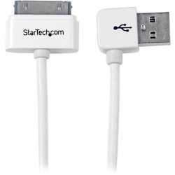 StarTech.com 1m (3 ft) AppleÂ&reg; 30-pin Dock Connector to Left Angle USB Cable for iPhone / iPod / iPad with Stepped Connector