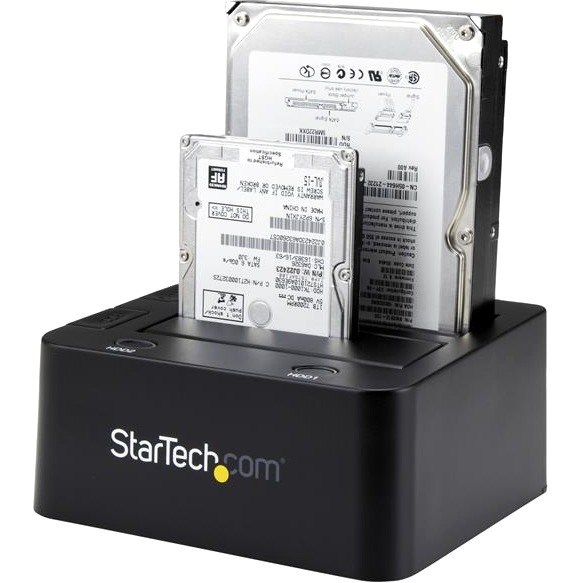 StarTech.com Dual-Bay USB 3.0 to SATA Hard Drive Docking Station, 2.5/3.5" SATA I/II/III, SSD/HDD Dock, USB Hard Drive Bay, Top-Loading