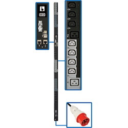 Tripp Lite by Eaton 11.5kW 208-240V 3PH Switched PDU - LX Interface, Gigabit, 30 Outlets, IEC 309 16/20A Red 360-415V Input, Outlet Monitoring, LCD, 1.8 m Cord, 0U 1.8 m Height, TAA