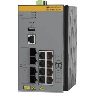 Allied Telesis IE340 IE340-12GT 8 Ports Manageable Layer 3 Switch - Gigabit Ethernet - 10/100/1000Base-T, 1000Base-X - TAA Compliant