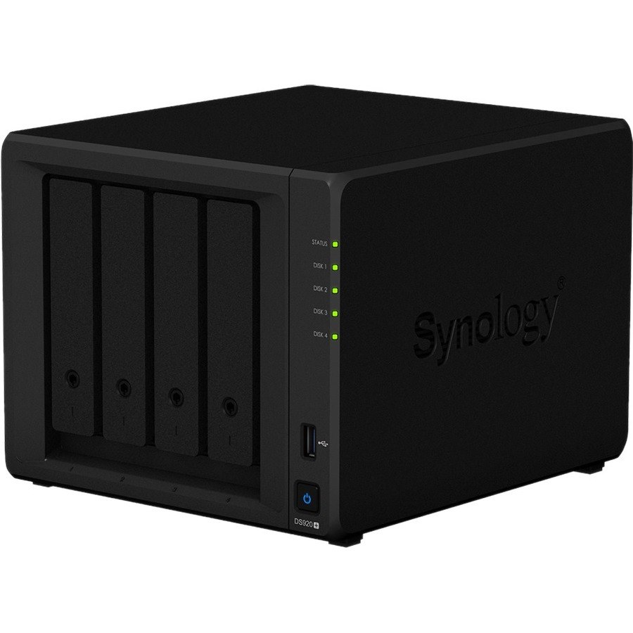 Synology DiskStation DS920+ 4 x Total Bays SAN/NAS Storage System - Intel Celeron J4125 Quad-core (4 Core) 2 GHz - 4 GB RAM - DDR4 SDRAM Desktop