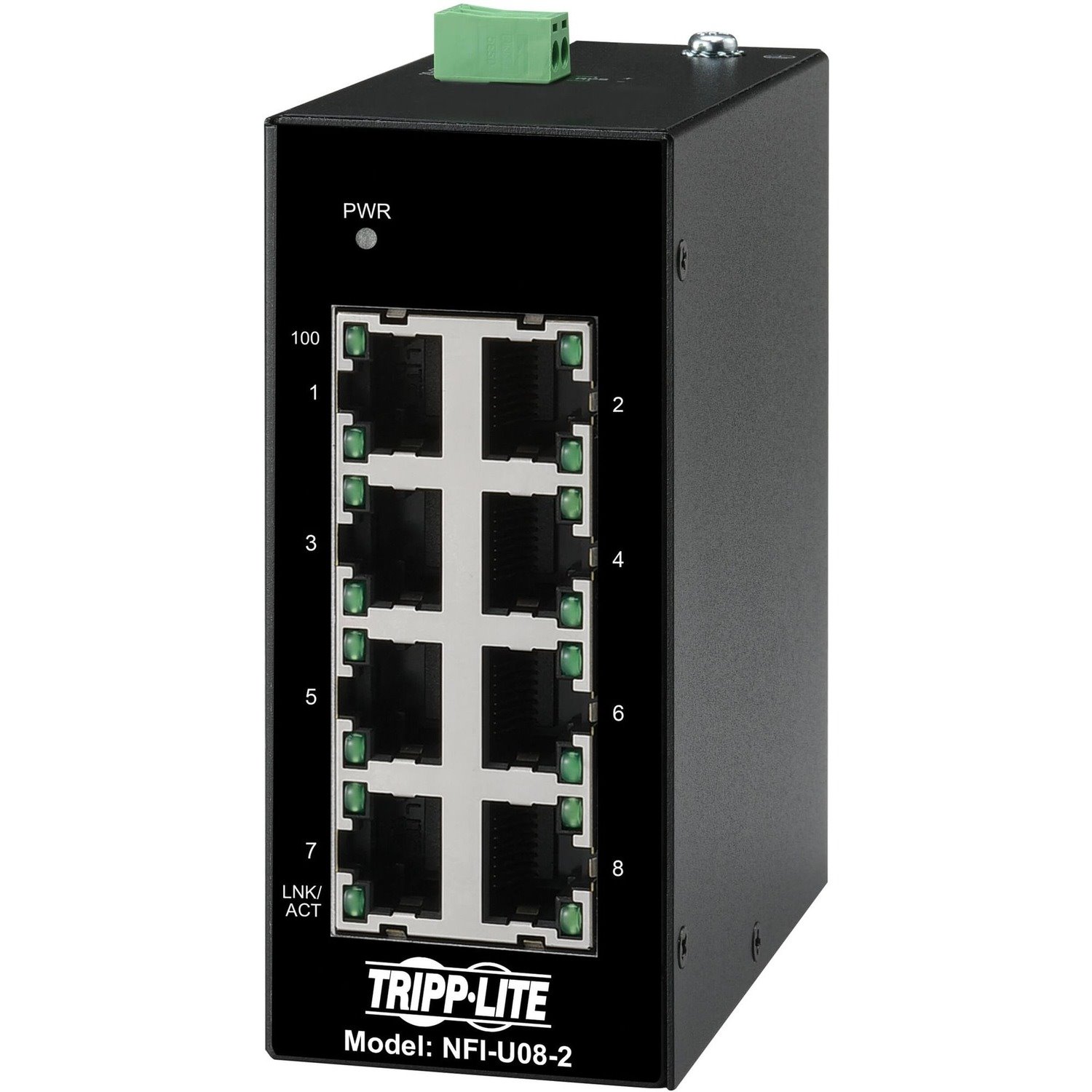 Tripp Lite by Eaton 8-Port Unmanaged Industrial Ethernet Switch 10/100 Mbps Ruggedized -40Â&deg; to 75Â&deg;C DIN Mount - TAA Compliant