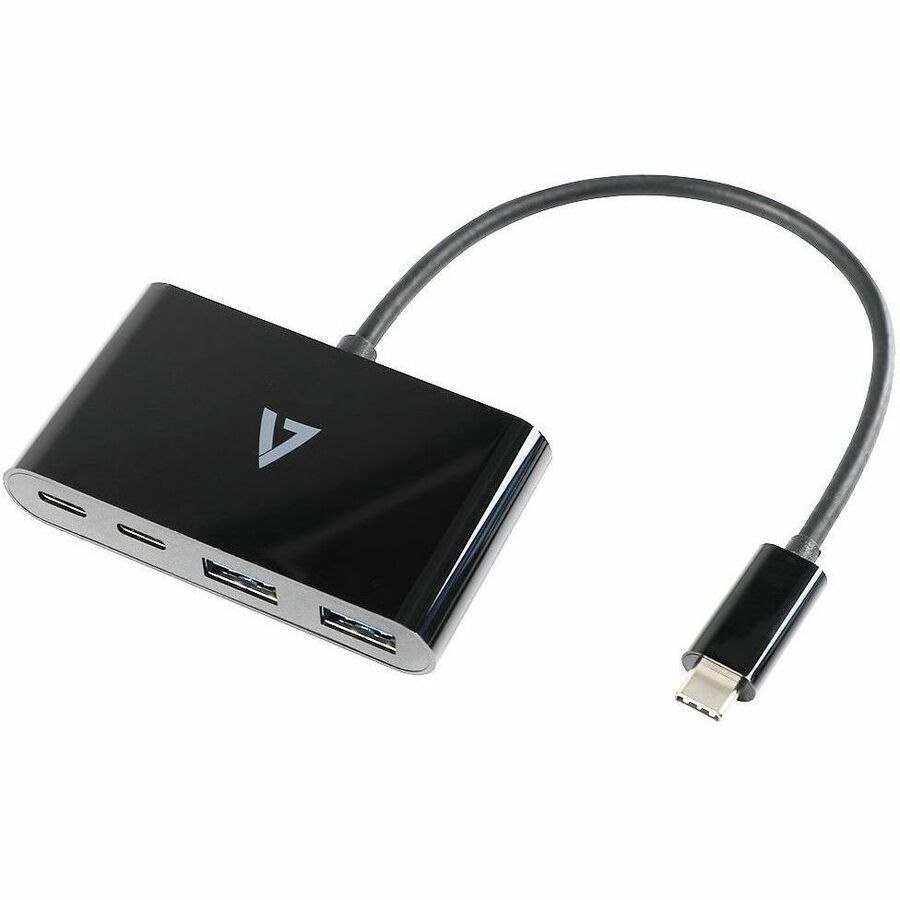 V7 V7UC2A2CHUB-BLK USB Hub - USB Type C - 640 MB/s - Smartphone, Notebook - Black