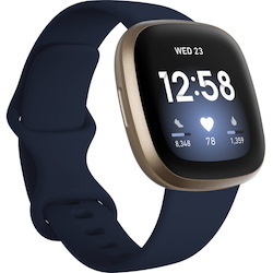 Fitbit Versa 3 Smart Watch - Midnight, Soft Gold Aluminium Body Color - Aluminium Body Material - Aluminium Case Material - Wireless LAN