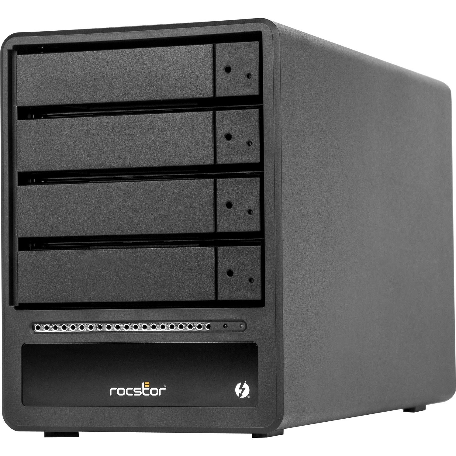 Rocstor Rocpro T34 32TB 7200 RPM Thunderbolt 3 RAID 4-Bay - 4 x HDD Supported - 4 x HDD Installed - 32 TB 7200RPM Installed HDD Capacity - Serial ATA - RAID Controller 0, 1, 5, 10, JBOD - 4 x Total Bays - 4 x 3.5" Hot-Swap Bay - Desktop 4X8TB 72K RAID 4-BAY STORAGE