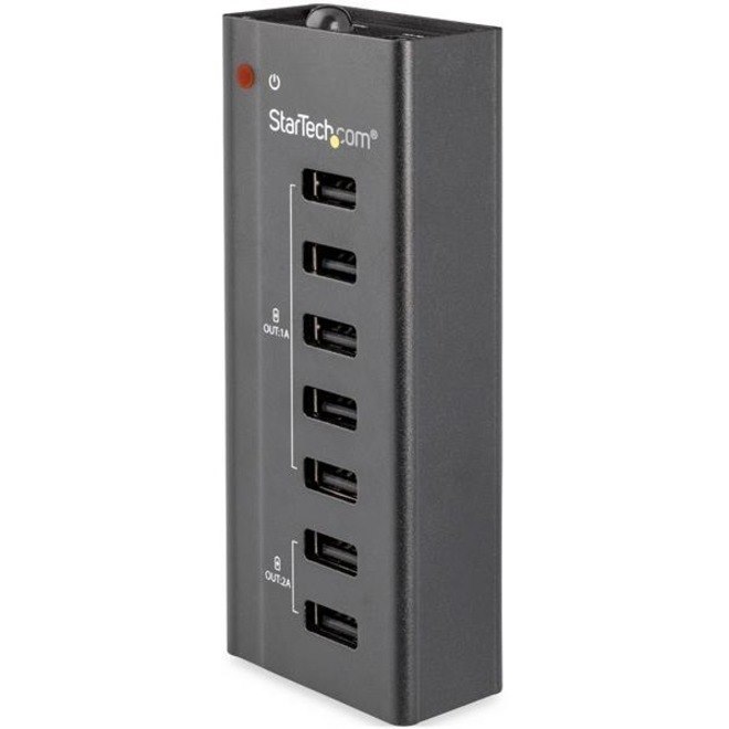 StarTech.com 7 Port USB Charging Station with 5x 1A Ports & 2x 2A Ports - Standalone USB Charging Strip for Multiple Devices (ST7C51224EU)